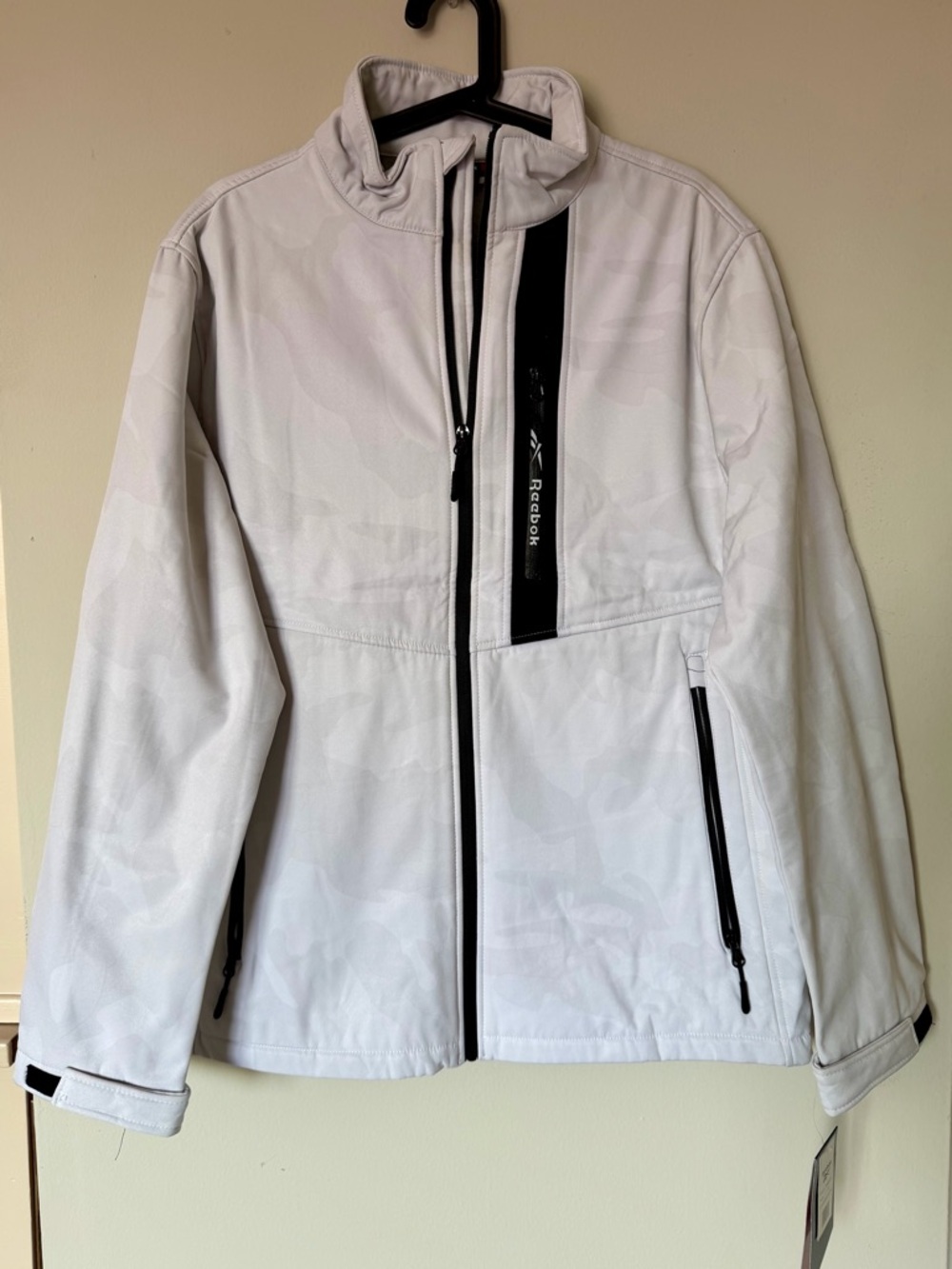 Reebok White Lightweight Softshell Jacket with Black Trim